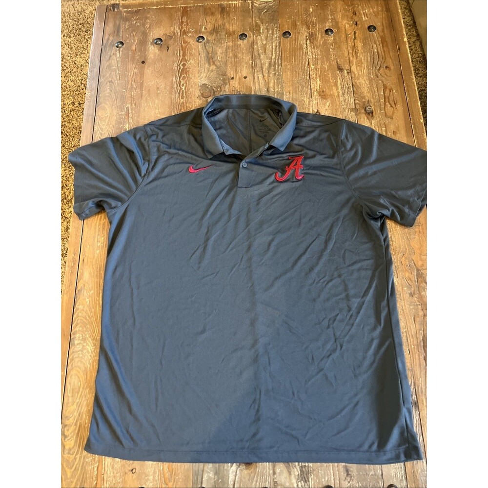 Nike Dri-Fit Team Issued Alabama Crimson Tide Gray Polo Shirt Sz Mens XL